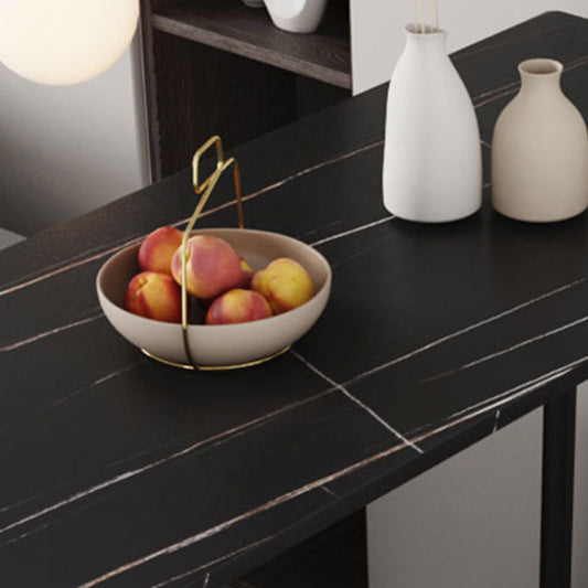 Industrial Black Metal Bar Table Rectangle Top 41.3"H Bistro Table with Footrest Clearhalo 'Bar Furniture' 'Bar Tables' 'bar_tables' 'furn' 'furn_bar_tables' 'Furniture' 'furniture_bar_tables' 'Kitchen & Dining Furniture' 4416367