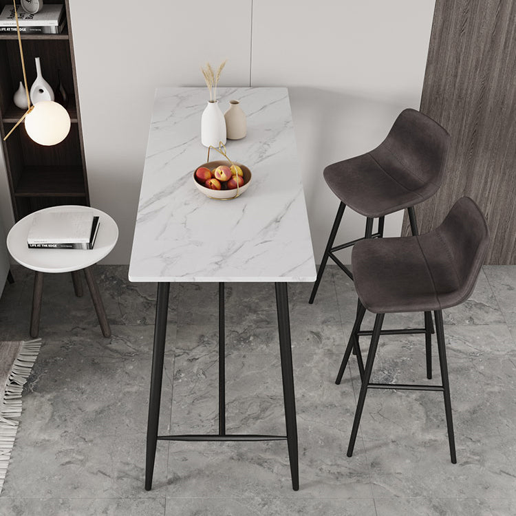 Industrial Black Metal Bar Table Rectangle Top 41.3"H Bistro Table with Footrest Clearhalo 'Bar Furniture' 'Bar Tables' 'bar_tables' 'furn' 'furn_bar_tables' 'Furniture' 'furniture_bar_tables' 'Kitchen & Dining Furniture' 4416368
