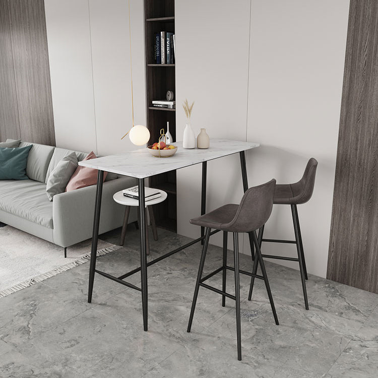 Industrial Black Metal Bar Table Rectangle Top 41.3"H Bistro Table with Footrest Clearhalo 'Bar Furniture' 'Bar Tables' 'bar_tables' 'furn' 'furn_bar_tables' 'Furniture' 'furniture_bar_tables' 'Kitchen & Dining Furniture' 4416369