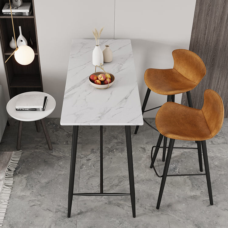 Industrial Black Metal Bar Table Rectangle Top 41.3"H Bistro Table with Footrest Clearhalo 'Bar Furniture' 'Bar Tables' 'bar_tables' 'furn' 'furn_bar_tables' 'Furniture' 'furniture_bar_tables' 'Kitchen & Dining Furniture' 4416372