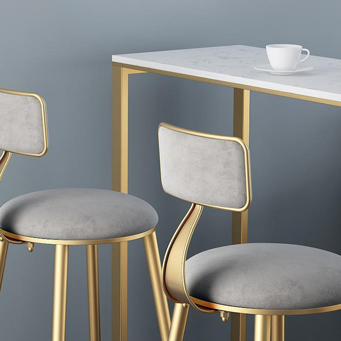 Glam Rectangle Faux Marble Bistro Table Iron Double Pedestal Bar Dining Table, Only Table Clearhalo 'Bar Furniture' 'Bar Tables' 'bar_tables' 'furn' 'furn_bar_tables' 'Furniture' 'furniture_bar_tables' 'Kitchen & Dining Furniture' 4416381