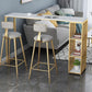 Glam Rectangle Faux Marble Bistro Table Iron Double Pedestal Bar Dining Table, Only Table Clearhalo 'Bar Furniture' 'Bar Tables' 'bar_tables' 'furn' 'furn_bar_tables' 'Furniture' 'furniture_bar_tables' 'Kitchen & Dining Furniture' 4416383