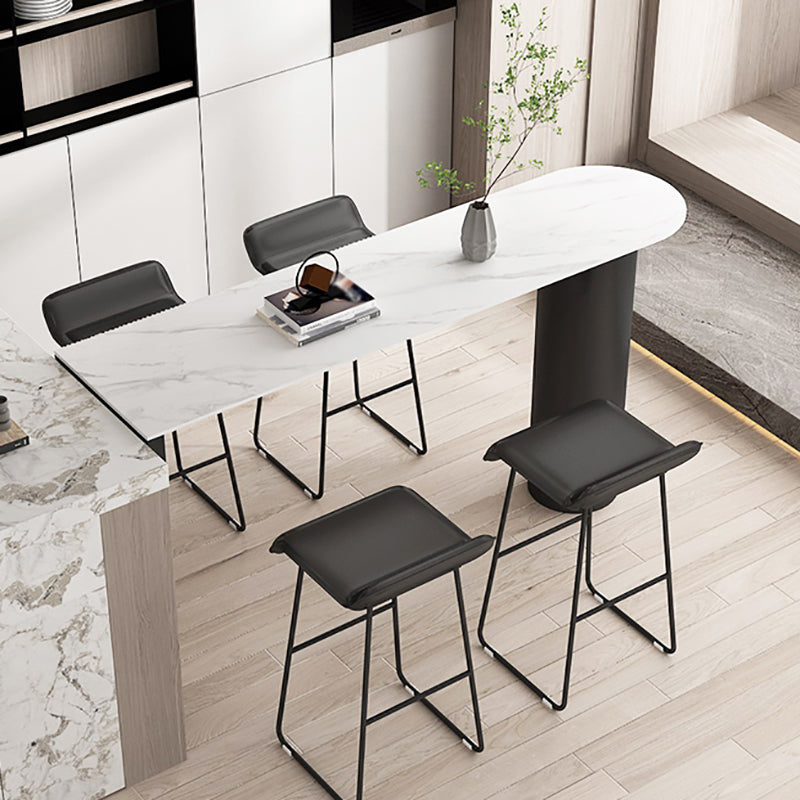 Indoor Stone Bar Height Cocktail Table Modern Double Pedestal Counter Wine Table White-Black Without Chairs Clearhalo 'Bar Furniture' 'Bar Tables' 'bar_tables' 'furn' 'furn_bar_tables' 'Furniture' 'furniture_bar_tables' 'Kitchen & Dining Furniture' 4416393