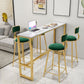 Glam Rectangle Faux Marble Bistro Table Indoor Iron Bar Dining Table with Trestle Pedestal 78.7"L x 15.7"W x 41.3"H Storage Not Included Without Chairs Clearhalo 'Bar Furniture' 'Bar Tables' 'bar_tables' 'furn' 'furn_bar_tables' 'Furniture' 'furniture_bar_tables' 'Kitchen & Dining Furniture' 4416409
