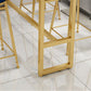 Glam Rectangle Faux Marble Bistro Table Indoor Iron Bar Dining Table with Trestle Pedestal Clearhalo 'Bar Furniture' 'Bar Tables' 'bar_tables' 'furn' 'furn_bar_tables' 'Furniture' 'furniture_bar_tables' 'Kitchen & Dining Furniture' 4416414