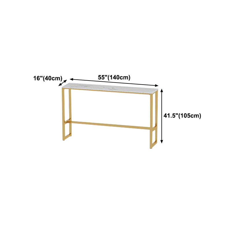 Glam Rectangle Faux Marble Bistro Table Indoor Iron Bar Dining Table with Trestle Pedestal Clearhalo 'Bar Furniture' 'Bar Tables' 'bar_tables' 'furn' 'furn_bar_tables' 'Furniture' 'furniture_bar_tables' 'Kitchen & Dining Furniture' 4416418