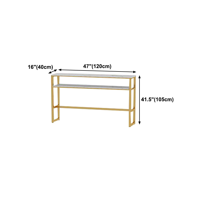 Glam Rectangle Faux Marble Bistro Table Indoor Iron Bar Dining Table with Trestle Pedestal Clearhalo 'Bar Furniture' 'Bar Tables' 'bar_tables' 'furn' 'furn_bar_tables' 'Furniture' 'furniture_bar_tables' 'Kitchen & Dining Furniture' 4416423