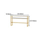 Glam Rectangle Faux Marble Bistro Table Indoor Iron Bar Dining Table with Trestle Pedestal Clearhalo 'Bar Furniture' 'Bar Tables' 'bar_tables' 'furn' 'furn_bar_tables' 'Furniture' 'furniture_bar_tables' 'Kitchen & Dining Furniture' 4416424
