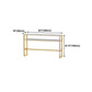 Glam Rectangle Faux Marble Bistro Table Indoor Iron Bar Dining Table with Trestle Pedestal Clearhalo 'Bar Furniture' 'Bar Tables' 'bar_tables' 'furn' 'furn_bar_tables' 'Furniture' 'furniture_bar_tables' 'Kitchen & Dining Furniture' 4416425