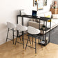 Industrial Rectangle Stone Pub Bar Table Indoor Black Iron Bar Dining Table with Shelf 55.1"L x 15.7"W x 41.3"H Black Without Chairs Clearhalo 'Bar Furniture' 'Bar Tables' 'bar_tables' 'furn' 'furn_bar_tables' 'Furniture' 'furniture_bar_tables' 'Kitchen & Dining Furniture' 4416428