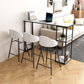 Industrial Rectangle Stone Pub Bar Table Indoor Black Iron Bar Dining Table with Shelf 55.1"L x 15.7"W x 41.3"H White Without Chairs Clearhalo 'Bar Furniture' 'Bar Tables' 'bar_tables' 'furn' 'furn_bar_tables' 'Furniture' 'furniture_bar_tables' 'Kitchen & Dining Furniture' 4416430