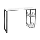 Industrial Rectangle Stone Pub Bar Table Indoor Black Iron Bar Dining Table with Shelf 47.2"L x 15.7"W x 41.3"H White Without Chairs Clearhalo 'Bar Furniture' 'Bar Tables' 'bar_tables' 'furn' 'furn_bar_tables' 'Furniture' 'furniture_bar_tables' 'Kitchen & Dining Furniture' 4416431