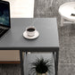 Industrial Rectangle Stone Pub Bar Table Indoor Black Iron Bar Dining Table with Shelf Clearhalo 'Bar Furniture' 'Bar Tables' 'bar_tables' 'furn' 'furn_bar_tables' 'Furniture' 'furniture_bar_tables' 'Kitchen & Dining Furniture' 4416435