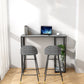Industrial Rectangle Stone Pub Bar Table Indoor Black Iron Bar Dining Table with Shelf Clearhalo 'Bar Furniture' 'Bar Tables' 'bar_tables' 'furn' 'furn_bar_tables' 'Furniture' 'furniture_bar_tables' 'Kitchen & Dining Furniture' 4416437