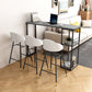 Industrial Rectangle Stone Pub Bar Table Indoor Black Iron Bar Dining Table with Shelf Clearhalo 'Bar Furniture' 'Bar Tables' 'bar_tables' 'furn' 'furn_bar_tables' 'Furniture' 'furniture_bar_tables' 'Kitchen & Dining Furniture' 4416438