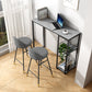 Industrial Rectangle Stone Pub Bar Table Indoor Black Iron Bar Dining Table with Shelf Clearhalo 'Bar Furniture' 'Bar Tables' 'bar_tables' 'furn' 'furn_bar_tables' 'Furniture' 'furniture_bar_tables' 'Kitchen & Dining Furniture' 4416439