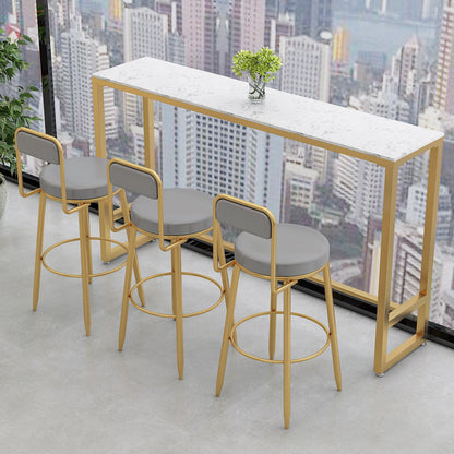 Glam Rectangle Stone Bar Table Indoor Iron Bar Table with Trestle Pedestal, Only Table Marble Without Chairs Clearhalo 'Bar Furniture' 'Bar Tables' 'bar_tables' 'furn' 'furn_bar_tables' 'Furniture' 'furniture_bar_tables' 'Kitchen & Dining Furniture' 4416442