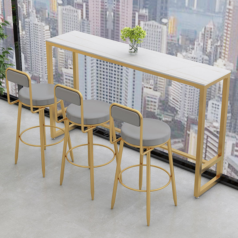 Glam Rectangle Stone Bar Table Indoor Iron Bar Table with Trestle Pedestal, Only Table Stone Without Chairs Clearhalo 'Bar Furniture' 'Bar Tables' 'bar_tables' 'furn' 'furn_bar_tables' 'Furniture' 'furniture_bar_tables' 'Kitchen & Dining Furniture' 4416443