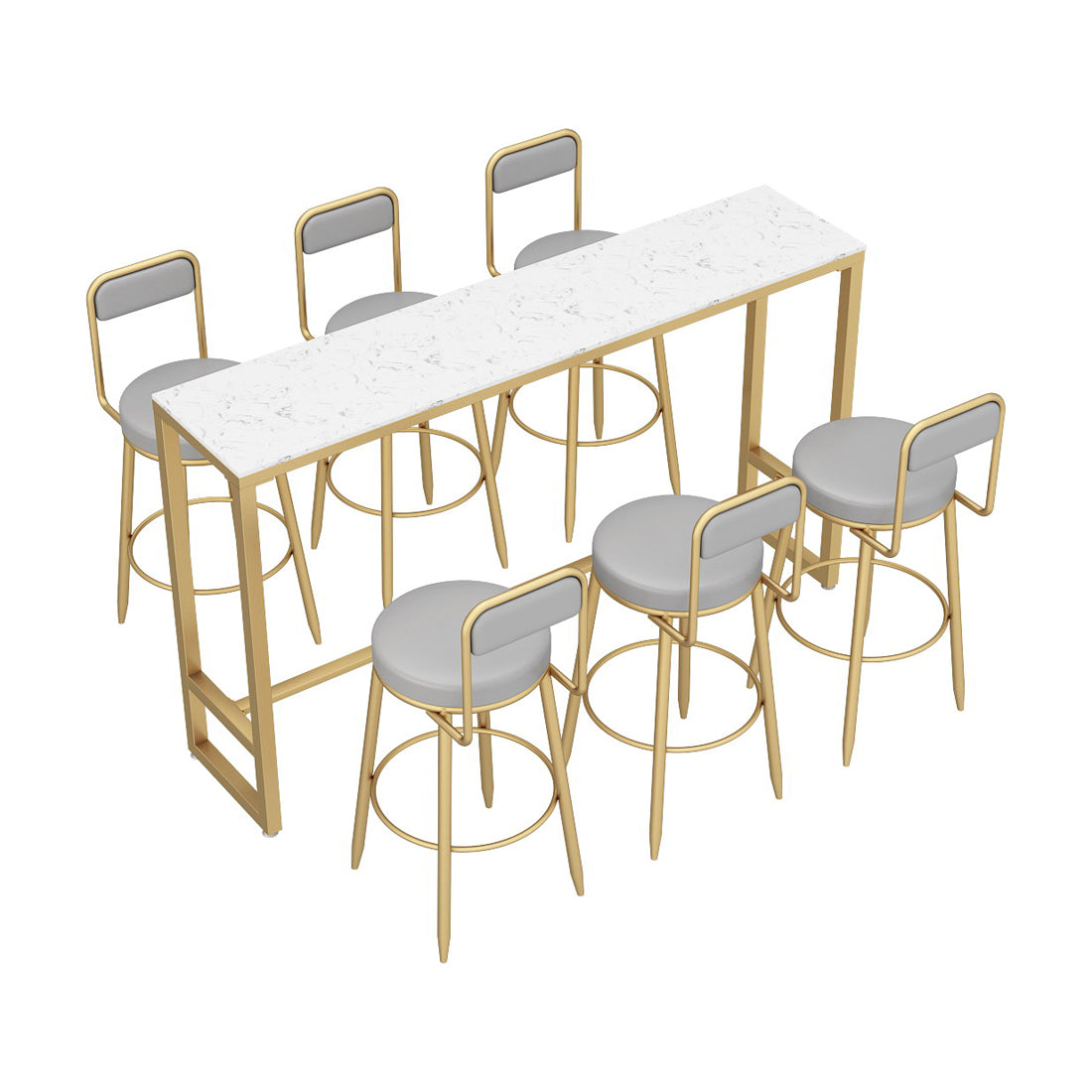 Glam Rectangle Stone Bar Table Indoor Iron Bar Table with Trestle Pedestal, Only Table Clearhalo 'Bar Furniture' 'Bar Tables' 'bar_tables' 'furn' 'furn_bar_tables' 'Furniture' 'furniture_bar_tables' 'Kitchen & Dining Furniture' 4416447