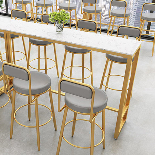 Glam Rectangle Stone Bar Table Indoor Iron Bar Table with Trestle Pedestal, Only Table Clearhalo 'Bar Furniture' 'Bar Tables' 'bar_tables' 'furn' 'furn_bar_tables' 'Furniture' 'furniture_bar_tables' 'Kitchen & Dining Furniture' 4416449