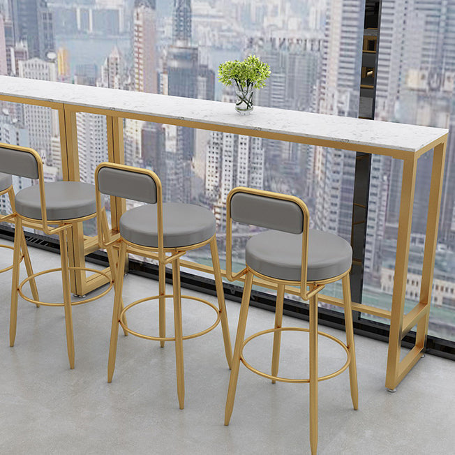 Glam Rectangle Stone Bar Table Indoor Iron Bar Table with Trestle Pedestal, Only Table Clearhalo 'Bar Furniture' 'Bar Tables' 'bar_tables' 'furn' 'furn_bar_tables' 'Furniture' 'furniture_bar_tables' 'Kitchen & Dining Furniture' 4416451