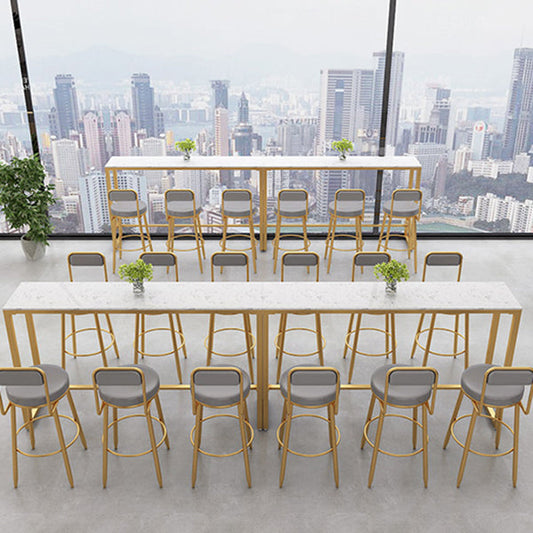 Glam Rectangle Stone Bar Table Indoor Iron Bar Table with Trestle Pedestal, Only Table Clearhalo 'Bar Furniture' 'Bar Tables' 'bar_tables' 'furn' 'furn_bar_tables' 'Furniture' 'furniture_bar_tables' 'Kitchen & Dining Furniture' 4416452