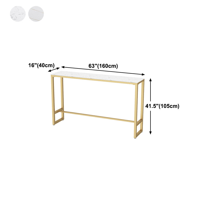Glam Rectangle Stone Bar Table Indoor Iron Bar Table with Trestle Pedestal, Only Table Clearhalo 'Bar Furniture' 'Bar Tables' 'bar_tables' 'furn' 'furn_bar_tables' 'Furniture' 'furniture_bar_tables' 'Kitchen & Dining Furniture' 4416455
