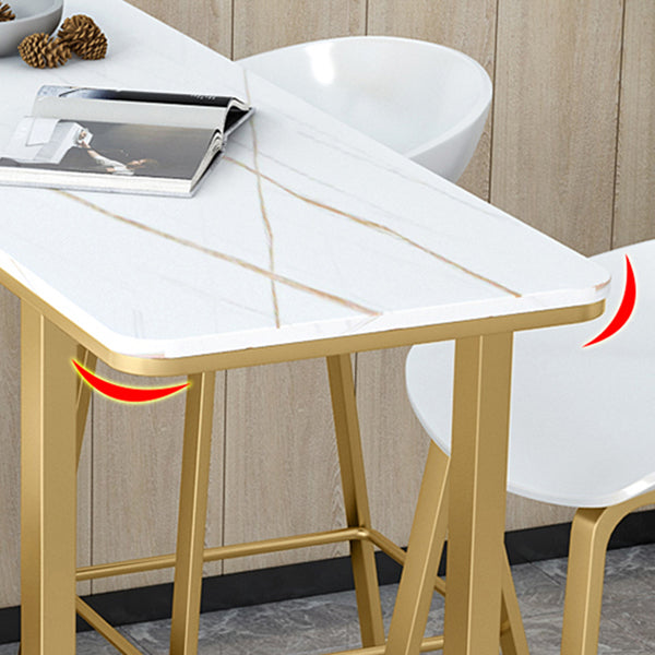 Glam Rectangle Stone Bar Table Indoor Iron Bar Dining Table with Sled Pedestal, Only Table Clearhalo 'Bar Furniture' 'Bar Tables' 'bar_tables' 'furn' 'furn_bar_tables' 'Furniture' 'furniture_bar_tables' 'Kitchen & Dining Furniture' 4416465