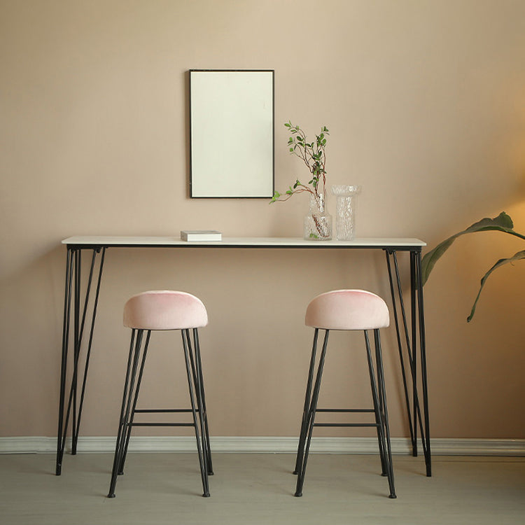 Industrial Black Iron Bar Table Faux Marble Rectangle Top 41.3"H Bistro Table with 4 Legs Clearhalo 'Bar Furniture' 'Bar Tables' 'bar_tables' 'furn' 'furn_bar_tables' 'Furniture' 'furniture_bar_tables' 'Kitchen & Dining Furniture' 4416485