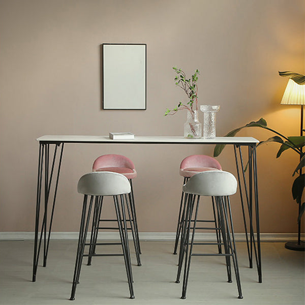 Industrial Black Iron Bar Table Faux Marble Rectangle Top 41.3"H Bistro Table with 4 Legs Clearhalo 'Bar Furniture' 'Bar Tables' 'bar_tables' 'furn' 'furn_bar_tables' 'Furniture' 'furniture_bar_tables' 'Kitchen & Dining Furniture' 4416486