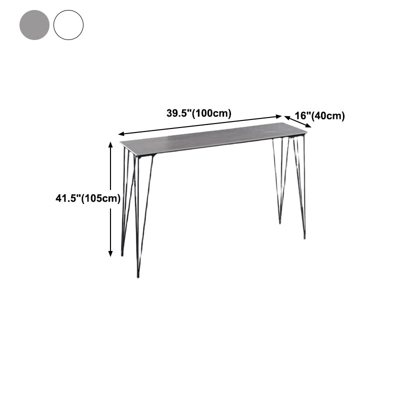 Industrial Black Iron Bar Table Faux Marble Rectangle Top 41.3"H Bistro Table with 4 Legs Clearhalo 'Bar Furniture' 'Bar Tables' 'bar_tables' 'furn' 'furn_bar_tables' 'Furniture' 'furniture_bar_tables' 'Kitchen & Dining Furniture' 4416489
