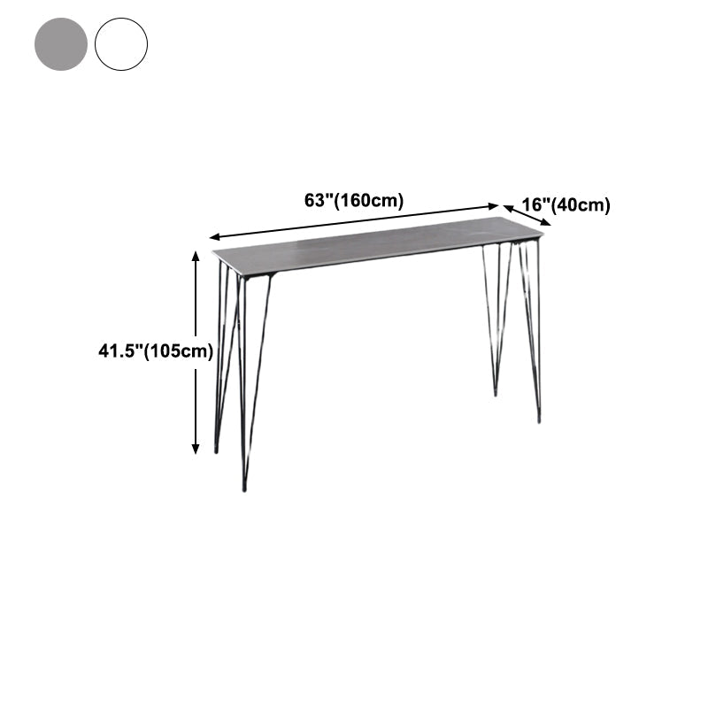 Industrial Black Iron Bar Table Faux Marble Rectangle Top 41.3"H Bistro Table with 4 Legs Clearhalo 'Bar Furniture' 'Bar Tables' 'bar_tables' 'furn' 'furn_bar_tables' 'Furniture' 'furniture_bar_tables' 'Kitchen & Dining Furniture' 4416492