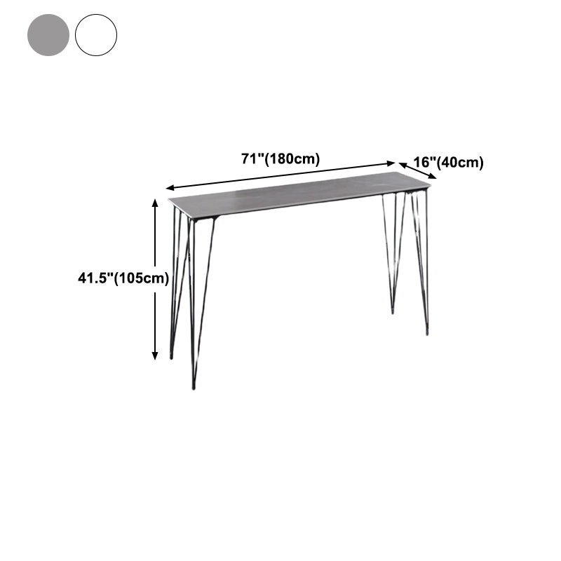 Industrial Black Iron Bar Table Faux Marble Rectangle Top 41.3"H Bistro Table with 4 Legs Clearhalo 'Bar Furniture' 'Bar Tables' 'bar_tables' 'furn' 'furn_bar_tables' 'Furniture' 'furniture_bar_tables' 'Kitchen & Dining Furniture' 4416493