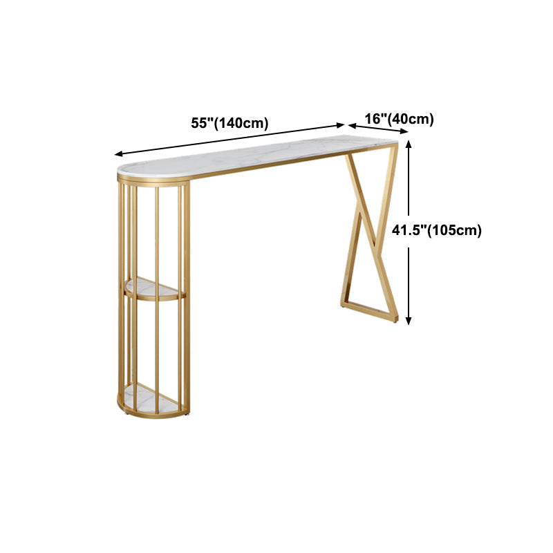 Glam Gold Iron Bar Table Faux Marble White Specialty Top 41.3"H Bistro Table Clearhalo 'Bar Furniture' 'Bar Tables' 'bar_tables' 'furn' 'furn_bar_tables' 'Furniture' 'furniture_bar_tables' 'Kitchen & Dining Furniture' 4416504