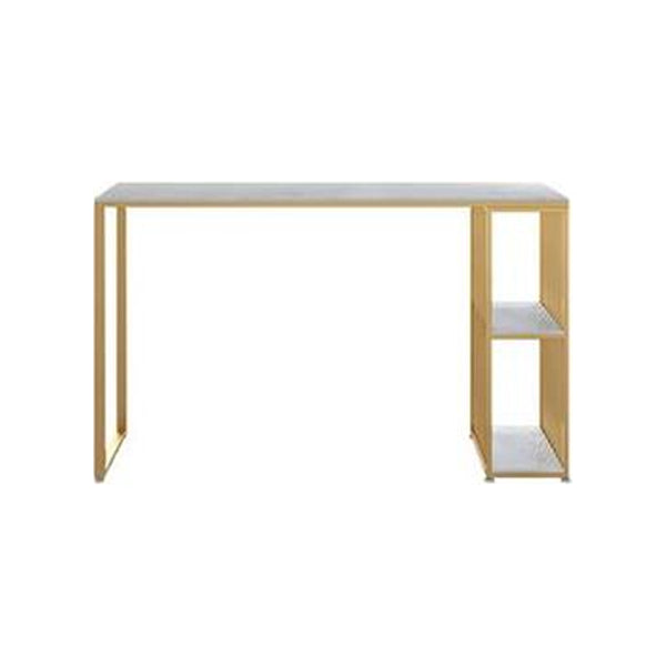 Industrial Iron Bar Table Faux Marble White Rectangle Top 41.3"H Bistro Table Gold Without Chairs Clearhalo 'Bar Furniture' 'Bar Tables' 'bar_tables' 'furn' 'furn_bar_tables' 'Furniture' 'furniture_bar_tables' 'Kitchen & Dining Furniture' 4416518
