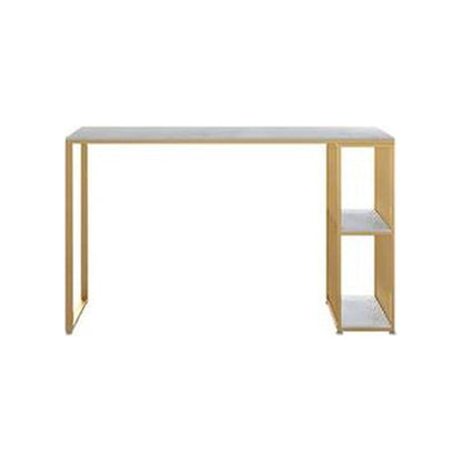 Industrial Iron Bar Table Faux Marble White Rectangle Top 41.3"H Bistro Table Gold Without Chairs Clearhalo 'Bar Furniture' 'Bar Tables' 'bar_tables' 'furn' 'furn_bar_tables' 'Furniture' 'furniture_bar_tables' 'Kitchen & Dining Furniture' 4416518