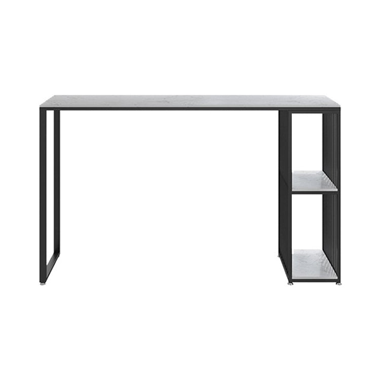 Industrial Iron Bar Table Faux Marble White Rectangle Top 41.3"H Bistro Table Black Without Chairs Clearhalo 'Bar Furniture' 'Bar Tables' 'bar_tables' 'furn' 'furn_bar_tables' 'Furniture' 'furniture_bar_tables' 'Kitchen & Dining Furniture' 4416522