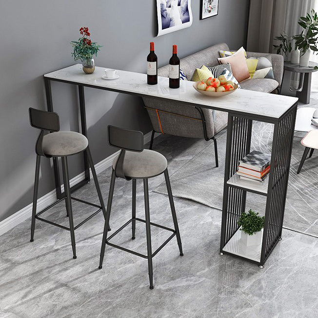 Industrial Iron Bar Table Faux Marble White Rectangle Top 41.3"H Bistro Table Clearhalo 'Bar Furniture' 'Bar Tables' 'bar_tables' 'furn' 'furn_bar_tables' 'Furniture' 'furniture_bar_tables' 'Kitchen & Dining Furniture' 4416526
