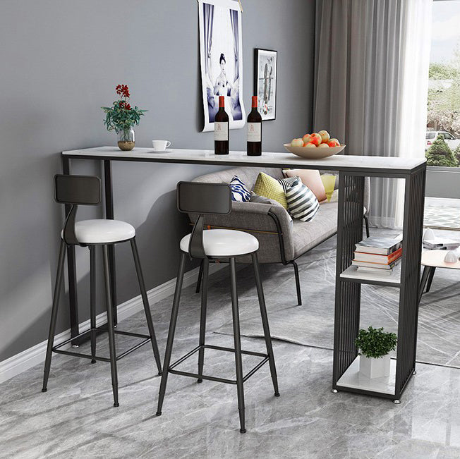 Industrial Iron Bar Table Faux Marble White Rectangle Top 41.3"H Bistro Table Clearhalo 'Bar Furniture' 'Bar Tables' 'bar_tables' 'furn' 'furn_bar_tables' 'Furniture' 'furniture_bar_tables' 'Kitchen & Dining Furniture' 4416528
