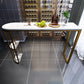 Glam Gold Iron Bar Table Faux Marble White Top Specialty 41.3"H Bistro Table with Storage 47.2"L x 15.7"W x 41.3"H Without Chairs Clearhalo 'Bar Furniture' 'Bar Tables' 'bar_tables' 'furn' 'furn_bar_tables' 'Furniture' 'furniture_bar_tables' 'Kitchen & Dining Furniture' 4416538
