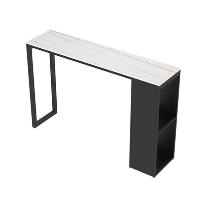 Industrial Iron Bar Table Faux Marble Rectangle Top 41.3"H Bistro Table with Storage White Without Chairs Clearhalo 'Bar Furniture' 'Bar Tables' 'bar_tables' 'furn' 'furn_bar_tables' 'Furniture' 'furniture_bar_tables' 'Kitchen & Dining Furniture' 4416556