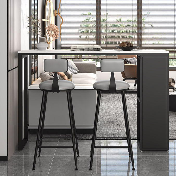 Industrial Iron Bar Table Faux Marble Rectangle Top 41.3"H Bistro Table with Storage Clearhalo 'Bar Furniture' 'Bar Tables' 'bar_tables' 'furn' 'furn_bar_tables' 'Furniture' 'furniture_bar_tables' 'Kitchen & Dining Furniture' 4416561