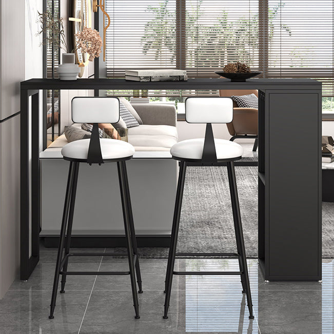 Industrial Iron Bar Table Faux Marble Rectangle Top 41.3"H Bistro Table with Storage Clearhalo 'Bar Furniture' 'Bar Tables' 'bar_tables' 'furn' 'furn_bar_tables' 'Furniture' 'furniture_bar_tables' 'Kitchen & Dining Furniture' 4416565