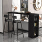 Industrial Iron Bar Table Faux Marble Rectangle Top 41.3"H Bistro Table with Storage Clearhalo 'Bar Furniture' 'Bar Tables' 'bar_tables' 'furn' 'furn_bar_tables' 'Furniture' 'furniture_bar_tables' 'Kitchen & Dining Furniture' 4416566