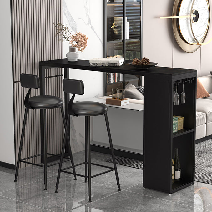 Industrial Iron Bar Table Faux Marble Rectangle Top 41.3"H Bistro Table with Storage Clearhalo 'Bar Furniture' 'Bar Tables' 'bar_tables' 'furn' 'furn_bar_tables' 'Furniture' 'furniture_bar_tables' 'Kitchen & Dining Furniture' 4416566