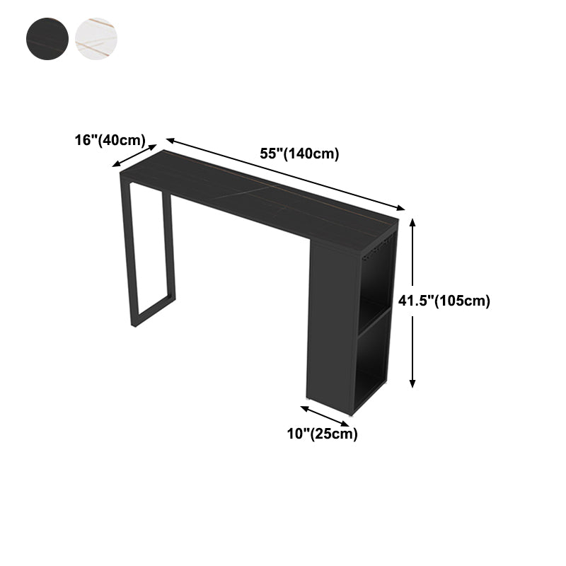 Industrial Iron Bar Table Faux Marble Rectangle Top 41.3"H Bistro Table with Storage Clearhalo 'Bar Furniture' 'Bar Tables' 'bar_tables' 'furn' 'furn_bar_tables' 'Furniture' 'furniture_bar_tables' 'Kitchen & Dining Furniture' 4416569