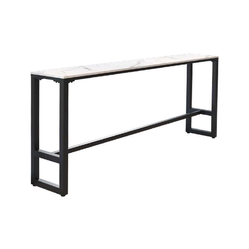 Industrial Black Iron Bar Table White Faux Marble Rectangle Top 41.3"H Bistro Table Without Chairs Clearhalo 'Bar Furniture' 'Bar Tables' 'bar_tables' 'furn' 'furn_bar_tables' 'Furniture' 'furniture_bar_tables' 'Kitchen & Dining Furniture' 4416578