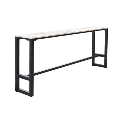 Industrial Black Iron Bar Table White Faux Marble Rectangle Top 41.3"H Bistro Table Without Chairs Clearhalo 'Bar Furniture' 'Bar Tables' 'bar_tables' 'furn' 'furn_bar_tables' 'Furniture' 'furniture_bar_tables' 'Kitchen & Dining Furniture' 4416578