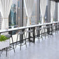 Industrial Black Iron Bar Table White Faux Marble Rectangle Top 41.3"H Bistro Table Clearhalo 'Bar Furniture' 'Bar Tables' 'bar_tables' 'furn' 'furn_bar_tables' 'Furniture' 'furniture_bar_tables' 'Kitchen & Dining Furniture' 4416581