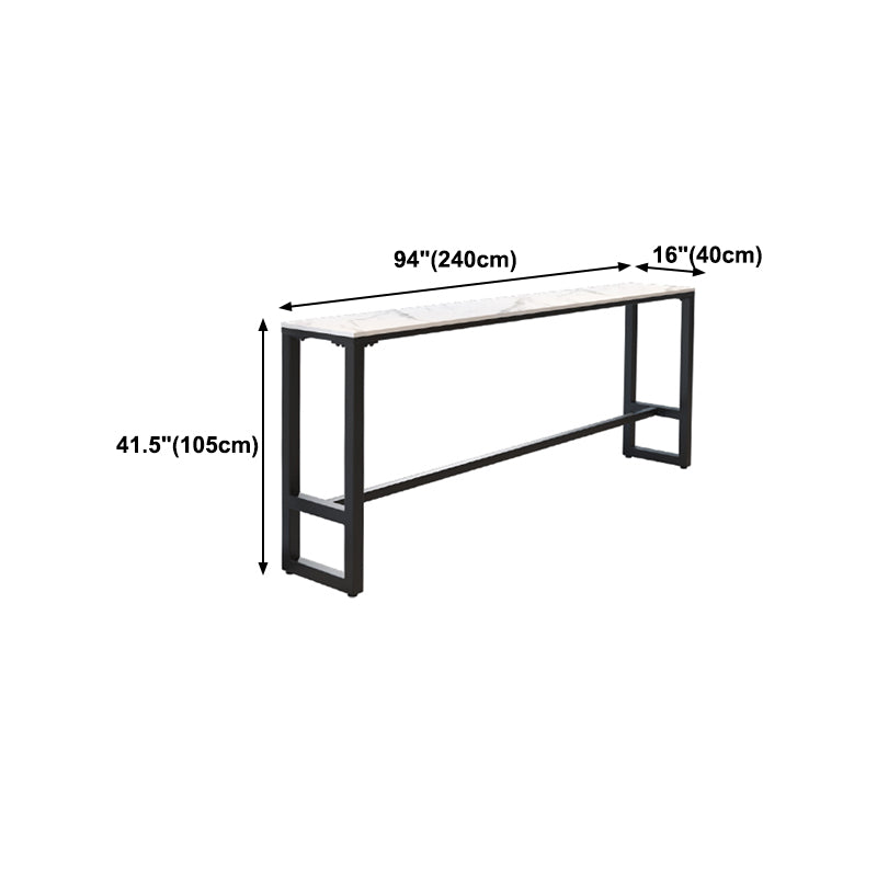 Industrial Black Iron Bar Table White Faux Marble Rectangle Top 41.3"H Bistro Table Clearhalo 'Bar Furniture' 'Bar Tables' 'bar_tables' 'furn' 'furn_bar_tables' 'Furniture' 'furniture_bar_tables' 'Kitchen & Dining Furniture' 4416587